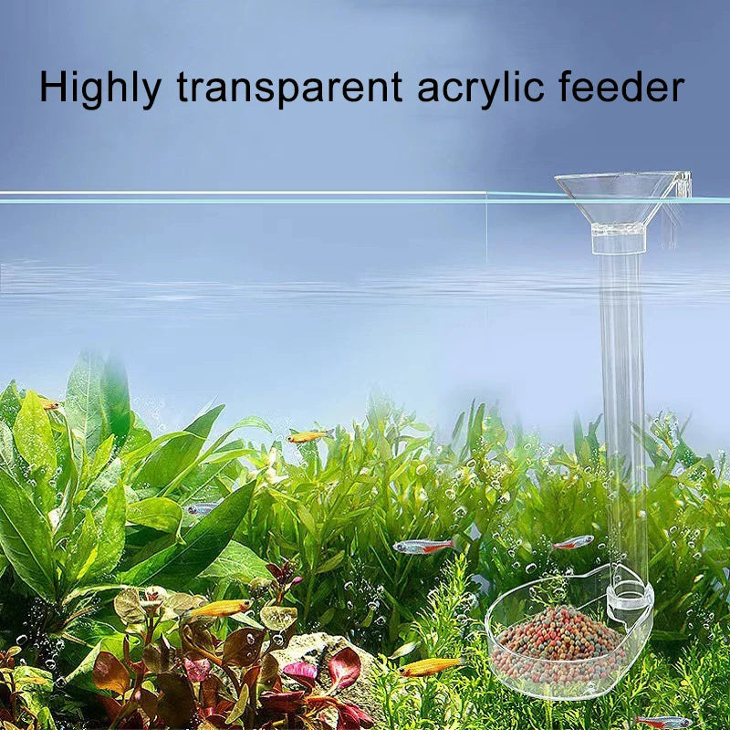 Acrylic Aquarium Fish Feeder Transparent Tube Multifunctional Large Capacity Fish Tank Food Dispenser for Aquarium Tank Shrimp