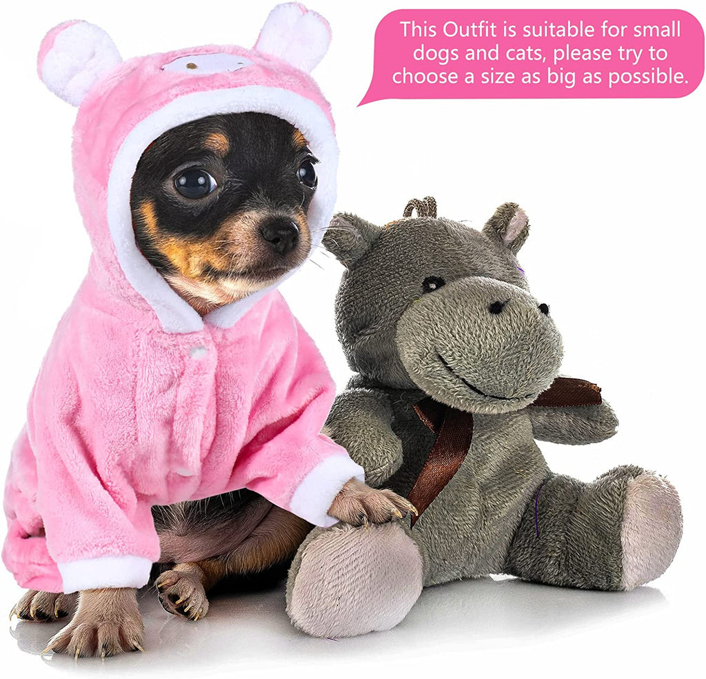 2 Pieces Cute Dog Costume Halloween Cat Clothes Pink Pig PET Costume Design Dinosaur Clothing Puppy Outfits PET Hoodie Warm Dress up Clothes for Puppies and Kitten(X-Small)