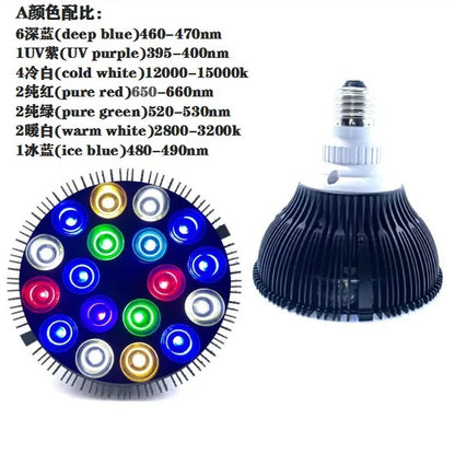 Full Specturm LED Aquarium Reef Light Grow Lamp Fish Tank Bulb for Coral Fish Saltwater Nanotank Plant SPS LPS