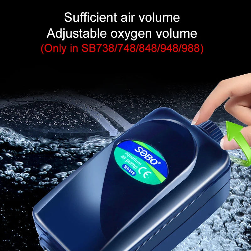 SOBO Silent Aquarium Oxygen Air Pump Fish Tank Adjustable Air Volume High Power Oxygenator Air Compressor Aerator 220V