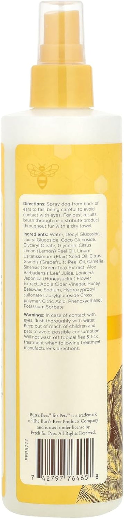 Detangling Spray for Dogs with Lemon and Linseed Oil, 99.7% Natural Origin Formulas, Waterless Canine Shampoo - Gentle Dry Cleanser for Pups 10 Oz