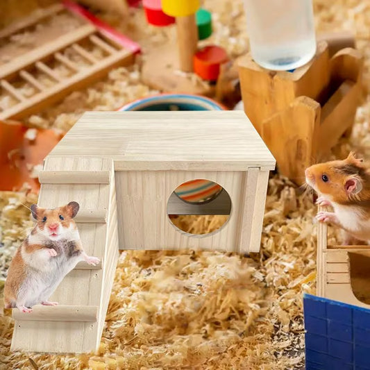 Wooden Hamster Hiding House Pets House Accessories Hamster Hiding Corner House Cage Accessories for Hamster Syrian Hamsters
