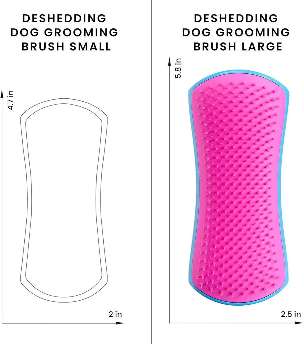 De-Shedding Dog Brush by , Dog Grooming Tool for Long Haired Breeds and Wet or Dry Fur, Large, Blue & Pink