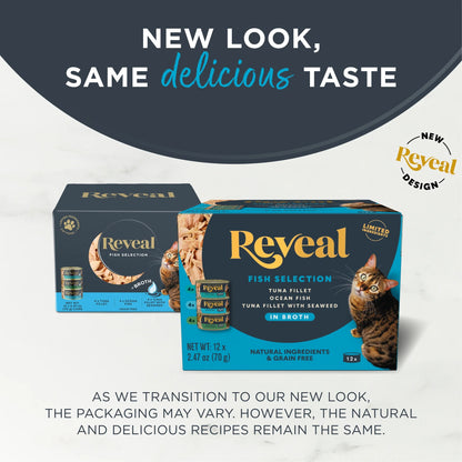 , Natural Wet Cat Food, Fish in Broth Variety Pack, 2.47Oz Can
