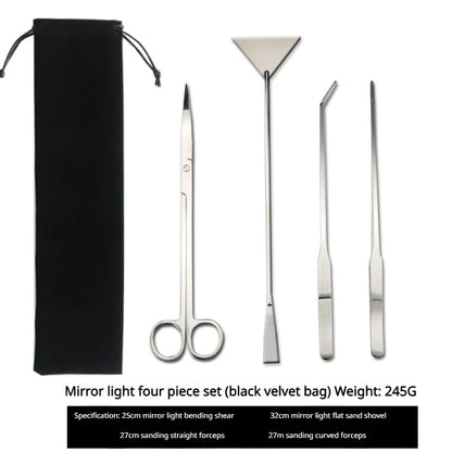 4-IN-1 Aquarium Tools Set Aquascape Anti-Rust Aquatic Plant Tool Stainless Steel Tweezers Scissors Spatula Fish Tank Accessories