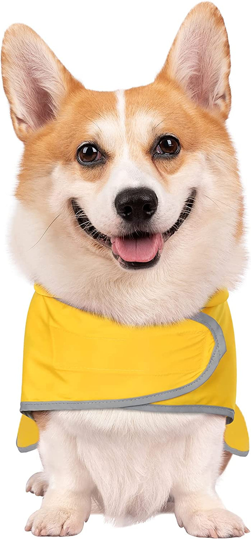 Dog Raincoats for Medium Dogs Waterproof Hooded Rain Jacket with Reflective Strips Leash Hole & Poncho Adjustable Fit (Yellow,M)