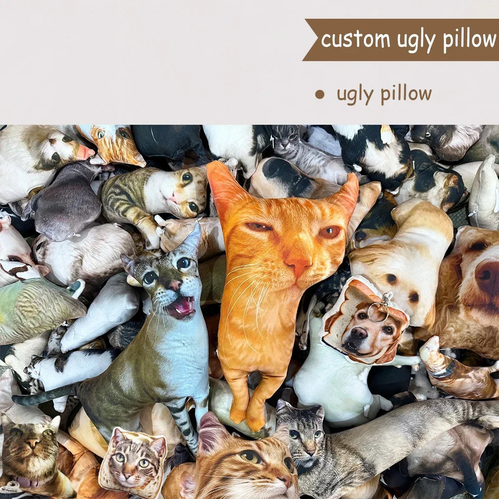 Custom Ugly Pillow for Friend or Pet, Funny Custom Dog Weird Pillow Case，Turn Cat into Pillow，Custom 3D Animal Shape Pillows