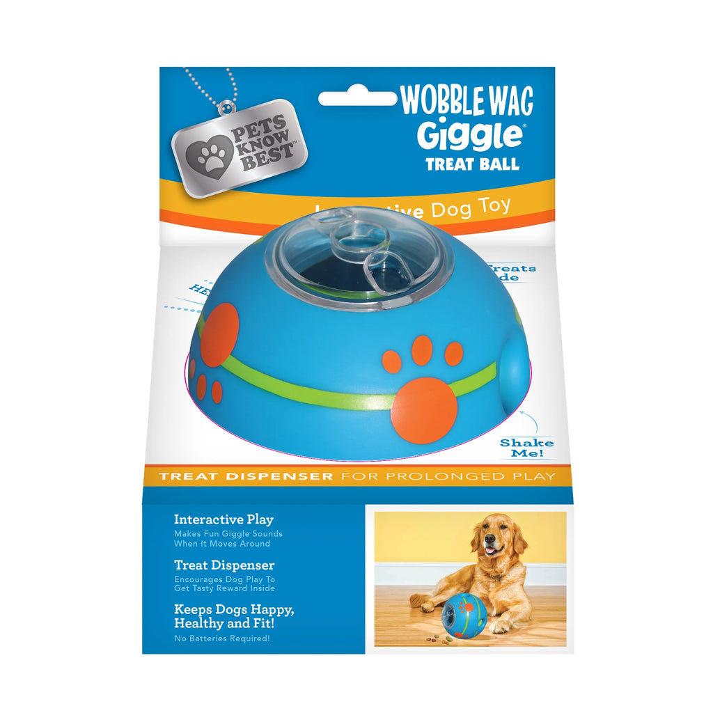 Wobble Wag Giggle Treat Ball, Interactive Dog Toy & Treat Dispenser, Blue