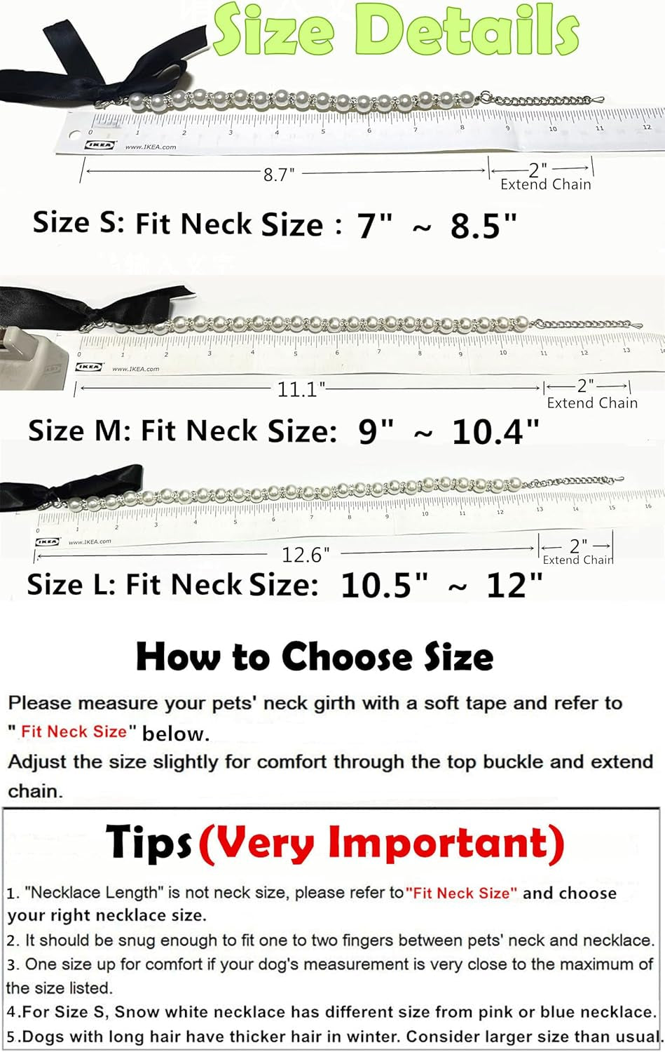 Diamond Dog Pearls Necklace Jewelry for Small Dogs Puppy - Bling Rhinestones Cat Wedding Collar - Chihuahua Yorkie Girl Clothes Costume Outfits Accessories (Snow White, Size S)