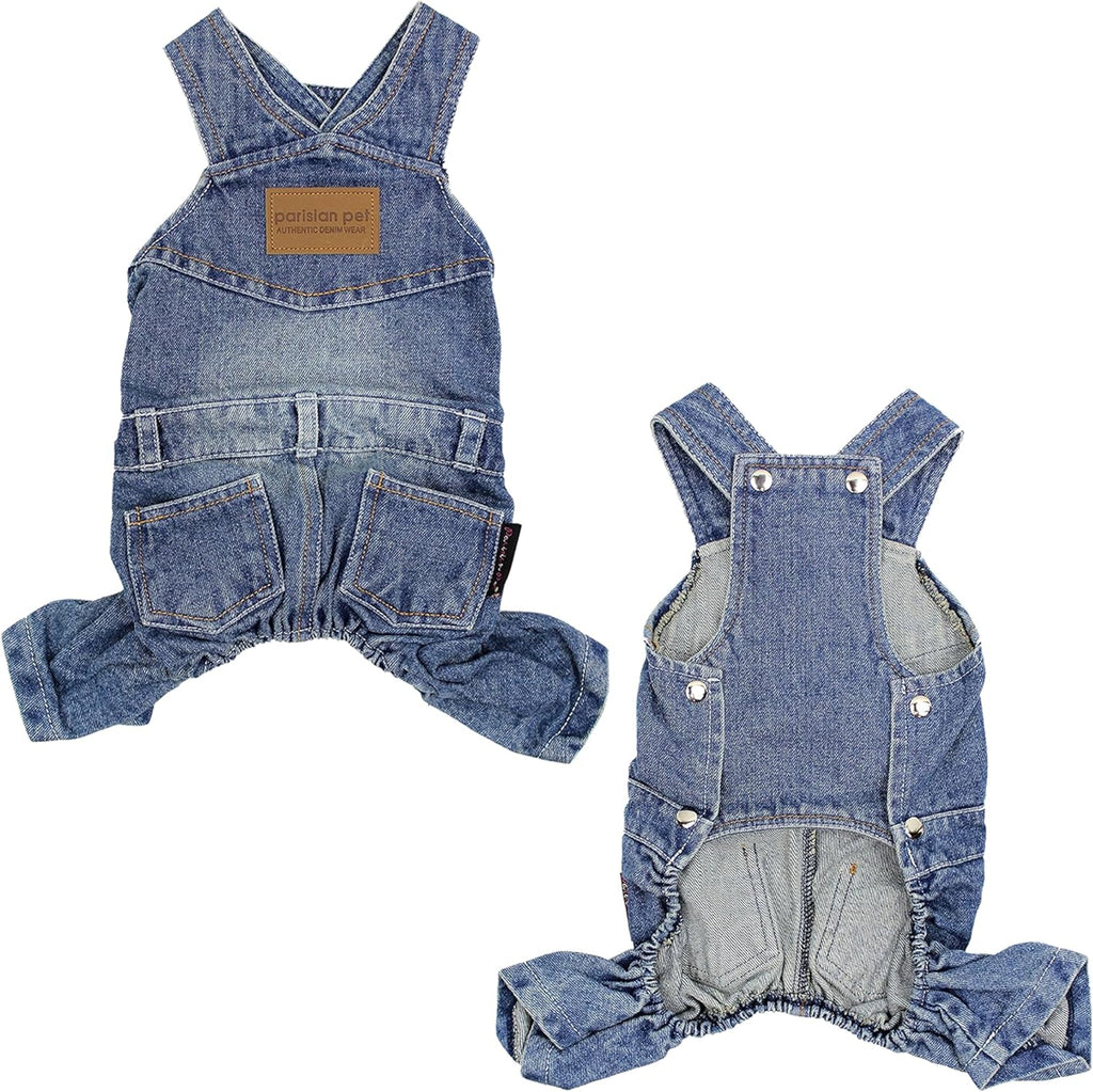 Denim Overall - Blue Dog Jeans Outfit - Breathable Puppy Jumpsuit Costumes - Machine Washable Overall for Dogs - Dog Clothes for Large Dogs - 2XL