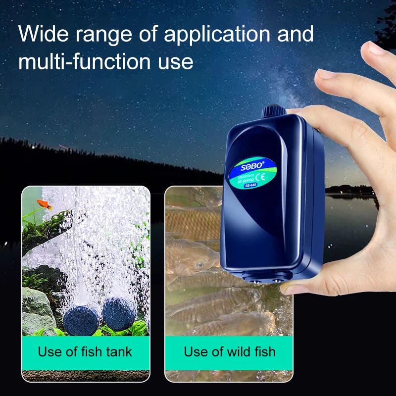 SOBO Silent Aquarium Oxygen Air Pump Fish Tank Adjustable Air Volume High Power Oxygenator Air Compressor Aerator 220V