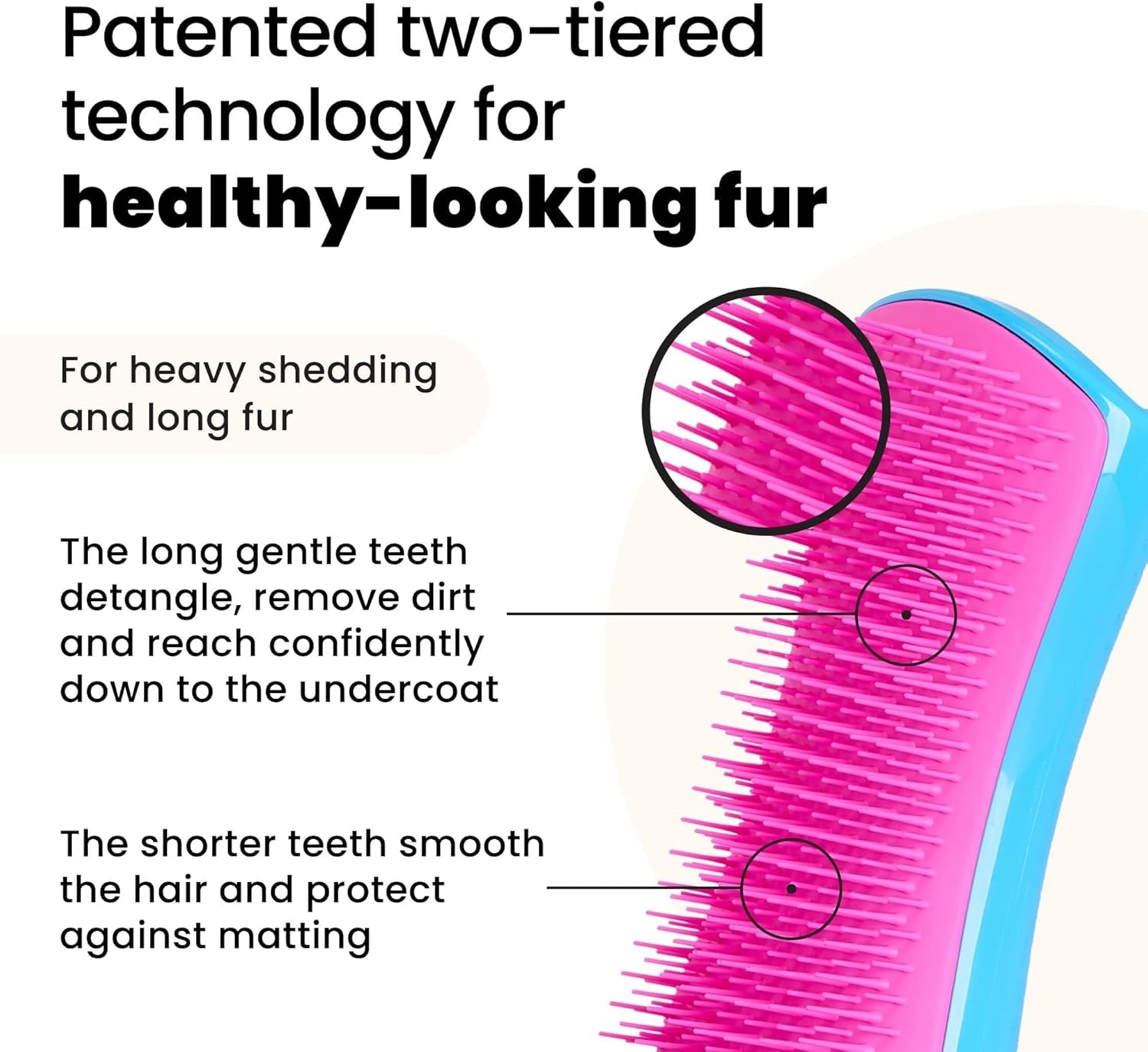 De-Shedding Dog Brush by , Dog Grooming Tool for Long Haired Breeds and Wet or Dry Fur, Large, Blue & Pink