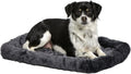 Dog Bed – Gray Faux Fur Bolster, Ultra-Soft and Machine Washable, Fits 24-Inch Crates and Carriers, for Small Dogs and Cats