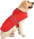 Dog Raincoats for Large Dogs Waterproof Hooded Rain Jacket with Reflective Strips Leash Hole & Poncho Adjustable Fit (Red,L)