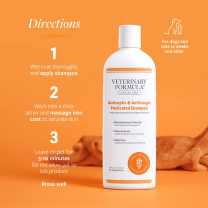Clinical Care Antiseptic & Antifungal Shampoo for Dogs & Cats, 16 Oz.