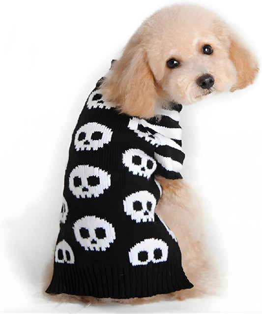 Pet Sweaters Skeleton Sweater the Cat Dog Clothes Pet Clothing Little Puppy Dog Sweaters (Small) Black