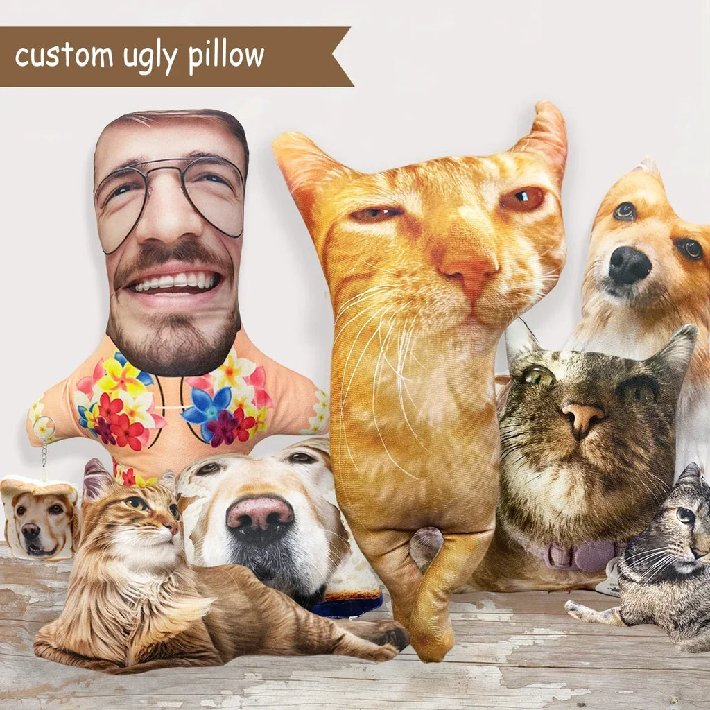 Custom Ugly Pillow for Friend or Pet, Funny Custom Dog Weird Pillow Case，Turn Cat into Pillow，Custom 3D Animal Shape Pillows