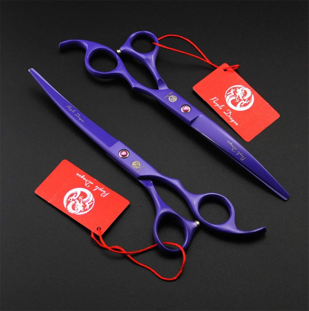 Professional 7.0 Inch 4PCS Pet Grooming Scissors Kit Japan Premium Steel Straight & Curved & Thinning Blade Dog Hair Cutting Shears Set with Case